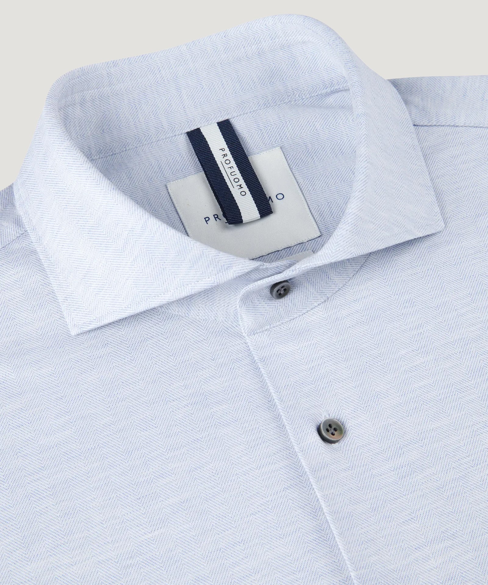 Profuomo Herringbone knitted overhemd lichtblauw - THE SOCIETY SHOP