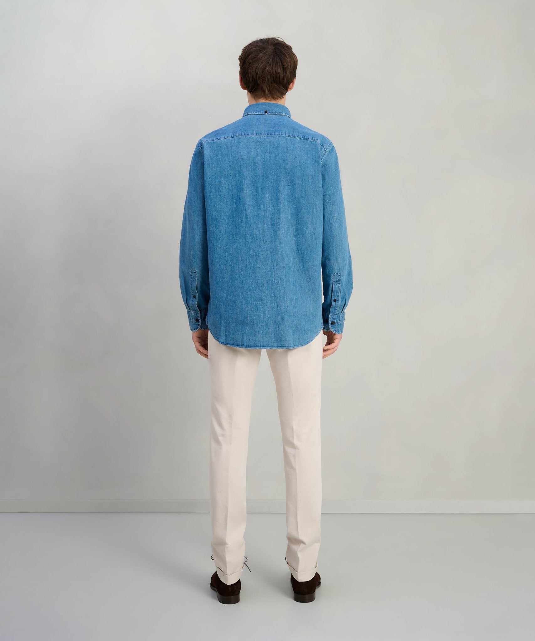 Profuomo Japanese denim overhemd katoen blauw - The Society Shop