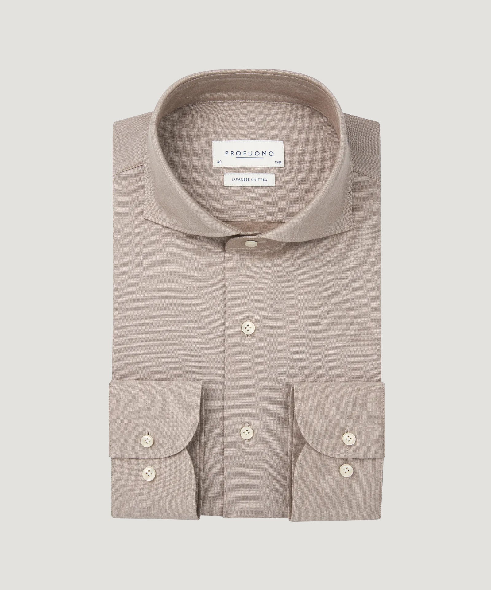 Profuomo Japanese knitted overhemd beige - THE SOCIETY SHOP