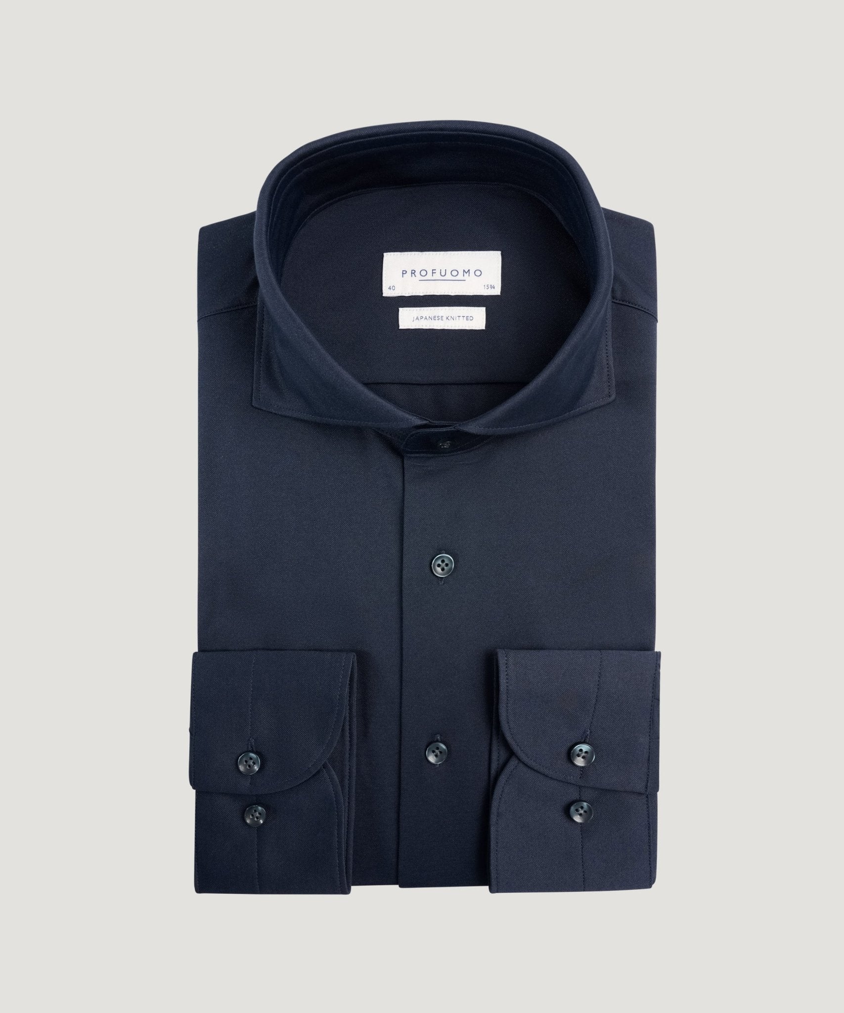Profuomo Japanese knitted overhemd donkerblauw - THE SOCIETY SHOP