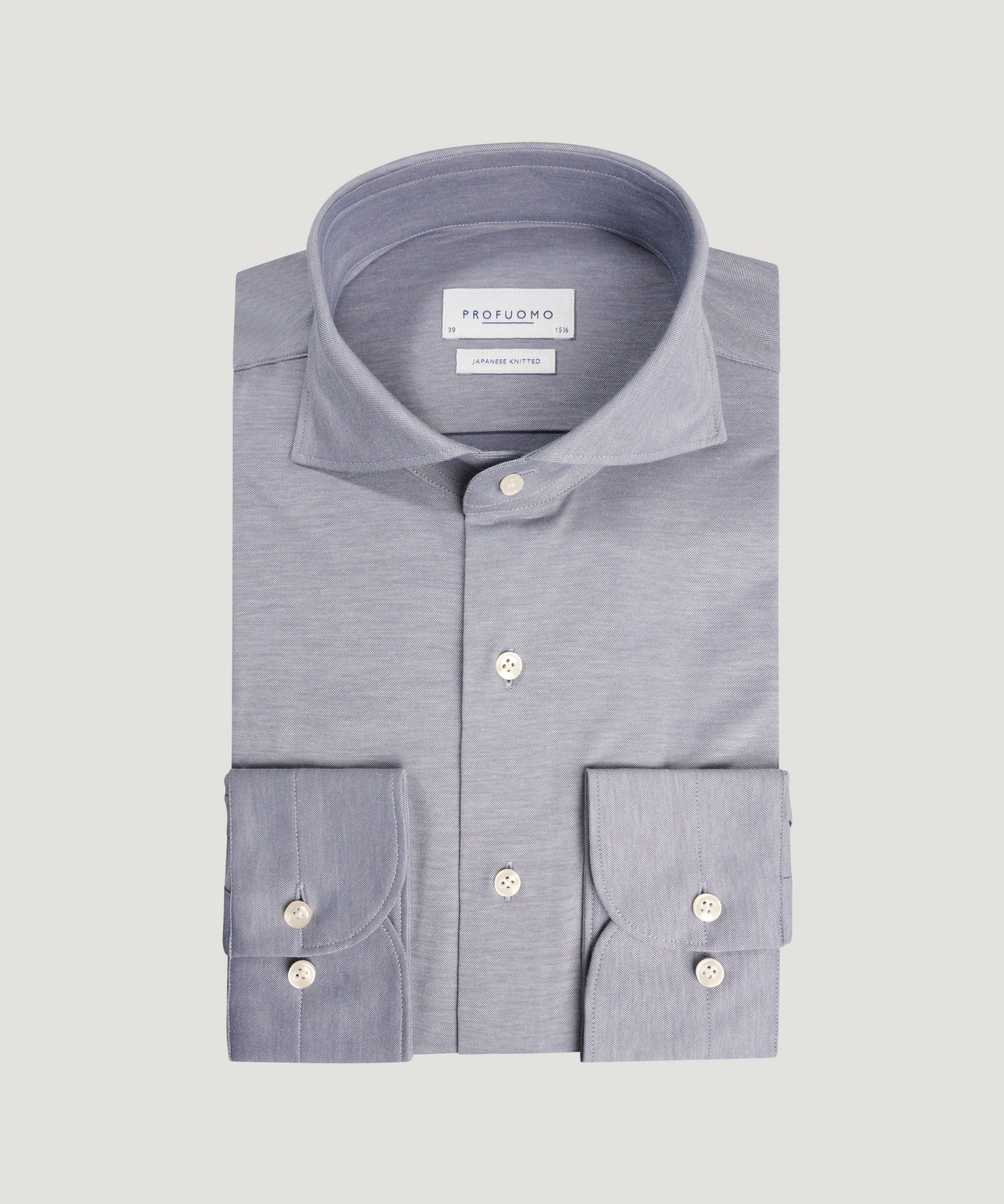 Profuomo Japanese knitted overhemd grijsblauw - THE SOCIETY SHOP