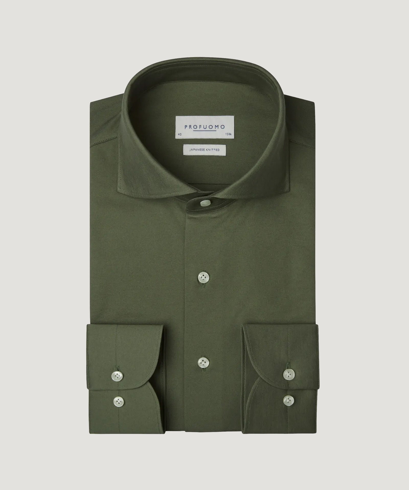 Profuomo Japanese knitted overhemd groen - THE SOCIETY SHOP