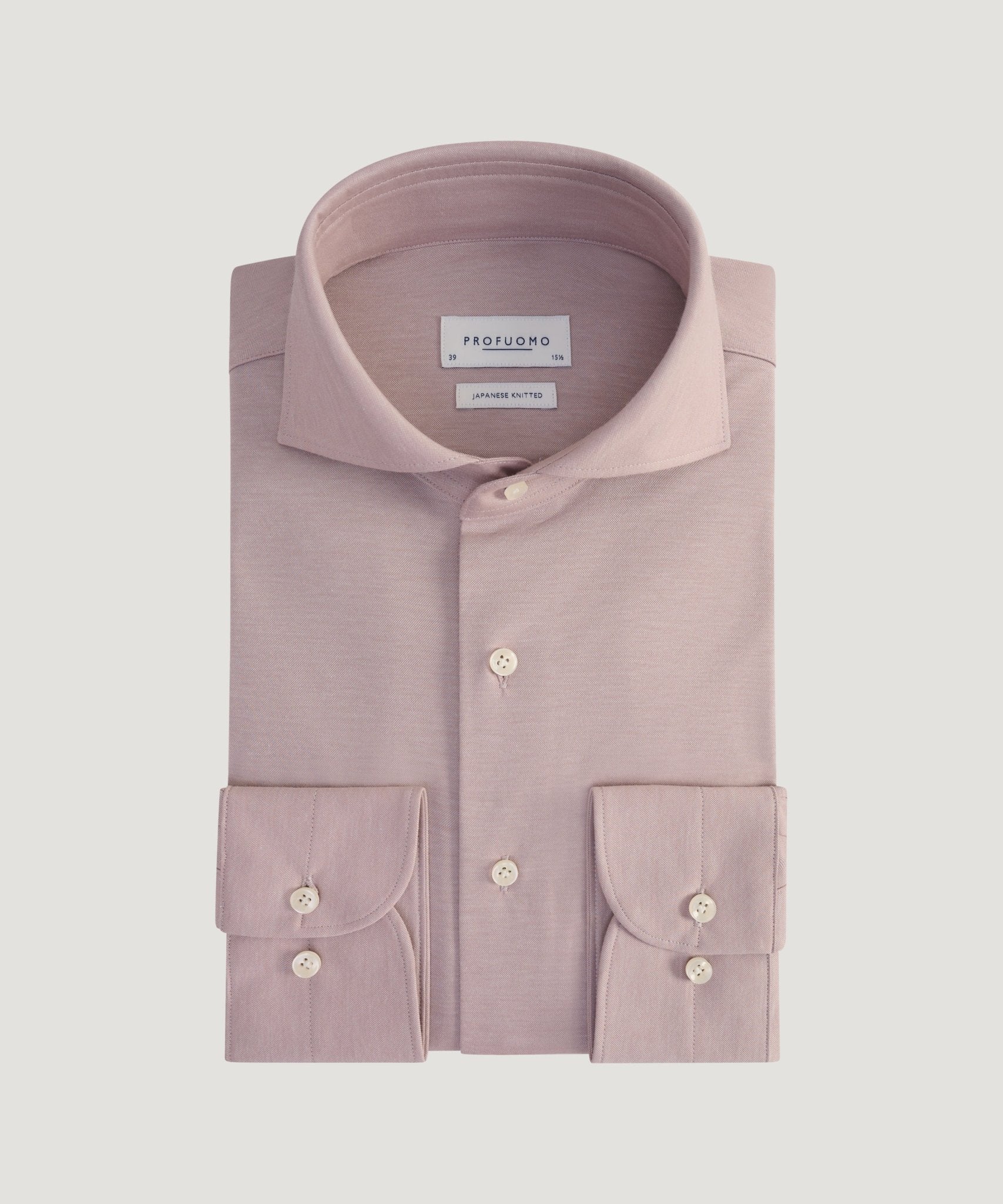 Profuomo Japanese knitted overhemd katoenmix roze - The Society Shop