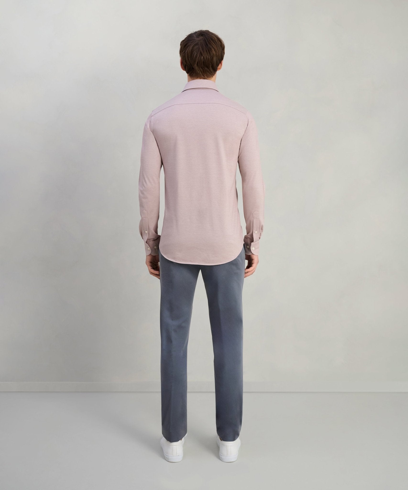 Profuomo Japanese knitted overhemd katoenmix roze - The Society Shop