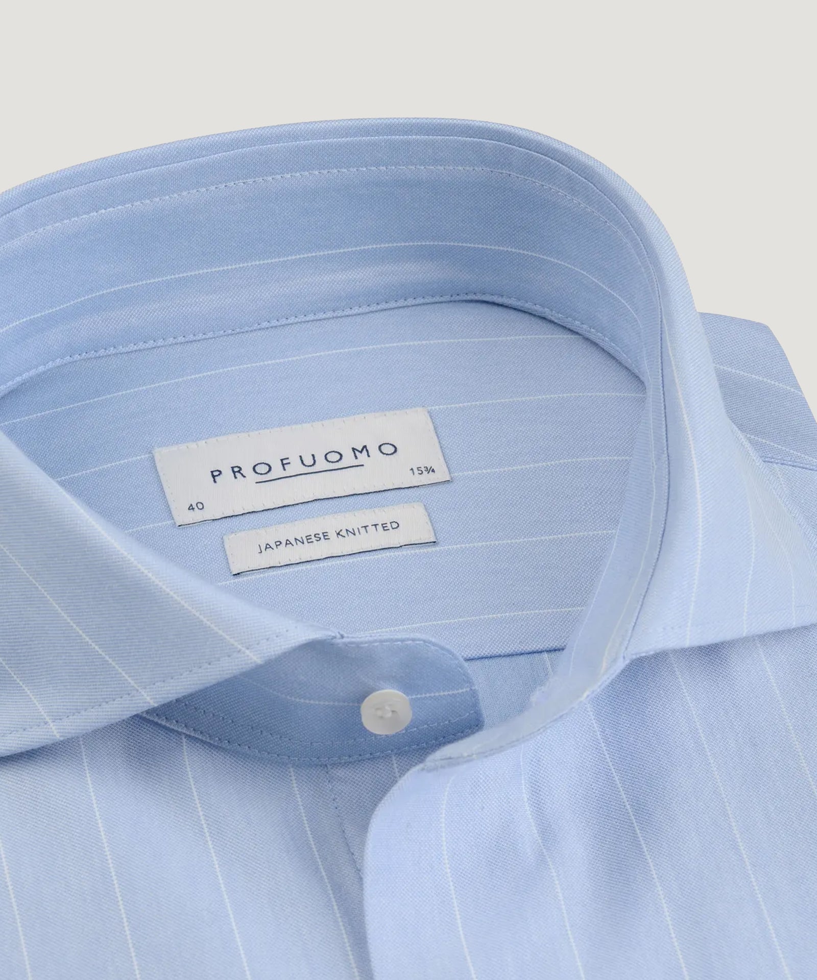 Profuomo Japanese knitted overhemd lichtblauw gestreept - THE SOCIETY SHOP