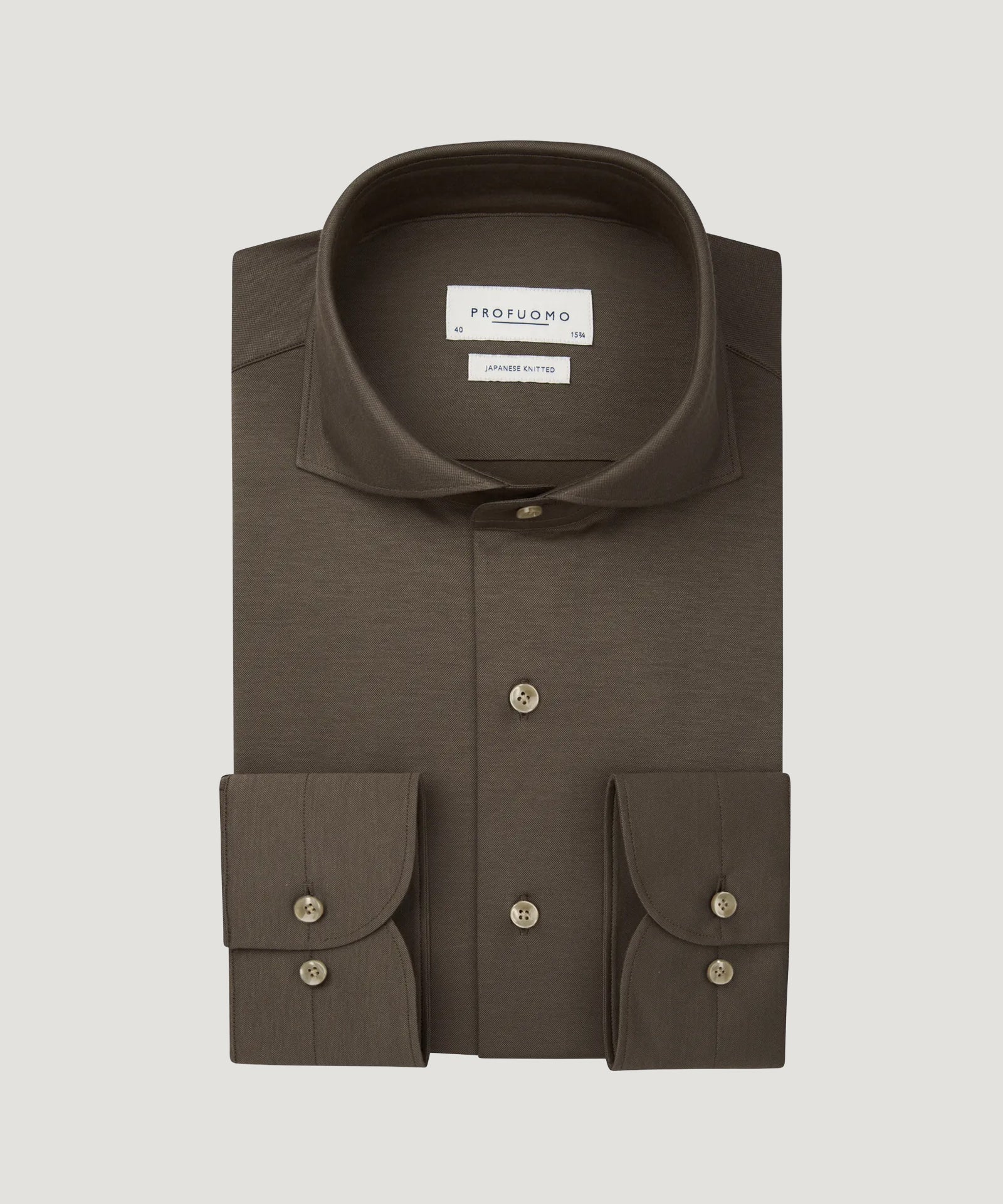 Profuomo Japanese knitted overhemd lichtbruin - THE SOCIETY SHOP