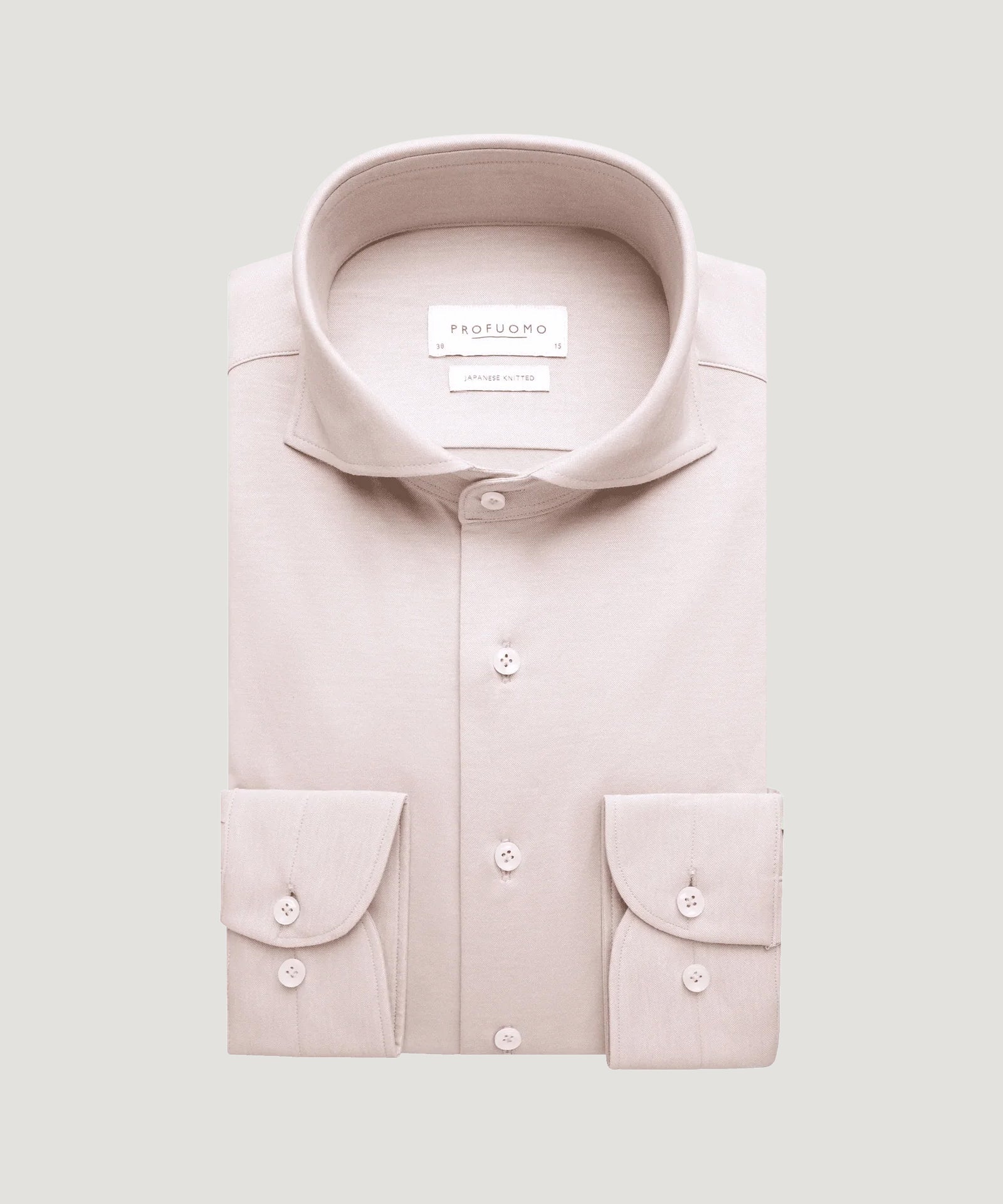 Profuomo Japanese knitted shirt katoen lichtbruin - THE SOCIETY SHOP