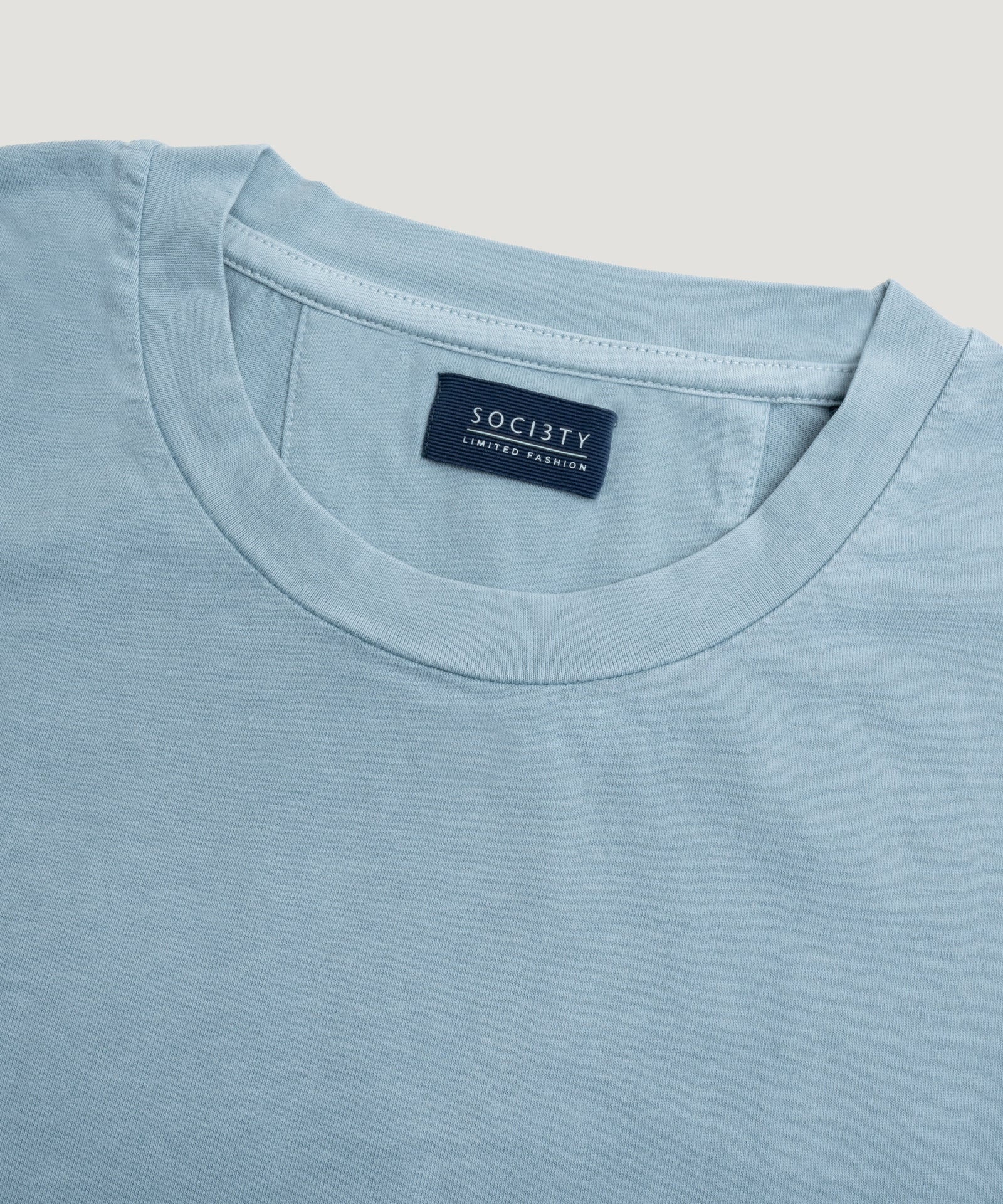 SOCI3TY Luxury Sportswear Jersey T-shirt garment - dyed katoen lichtblauw - THE SOCIETY SHOP