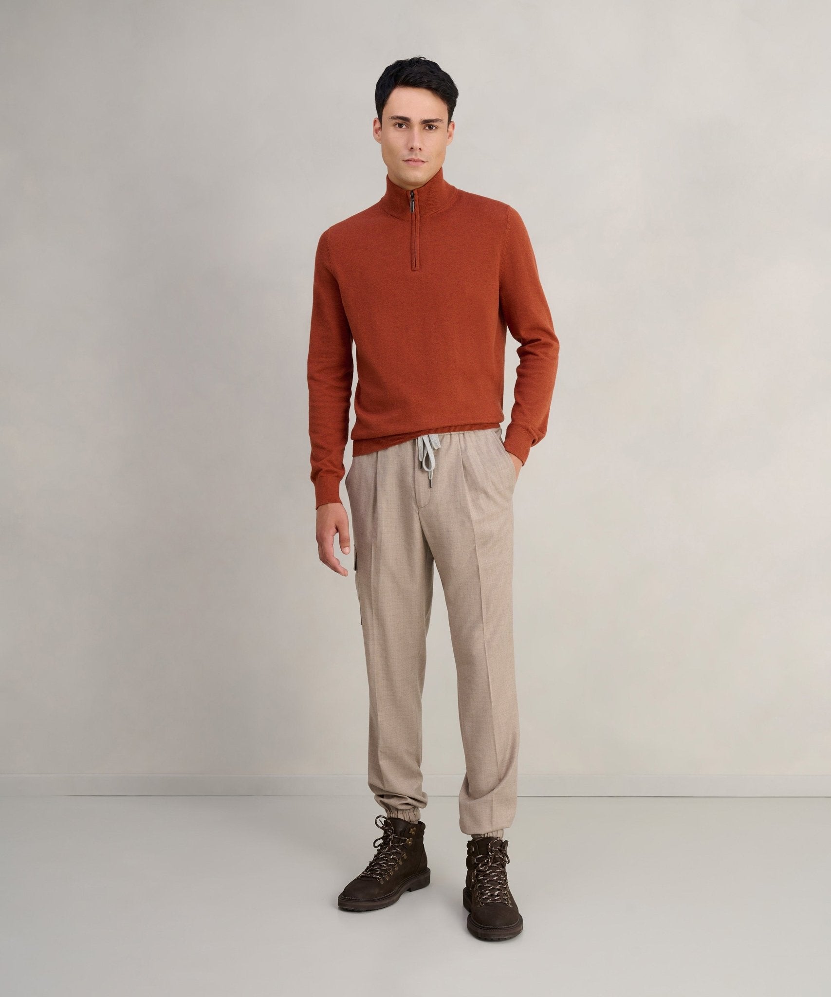 SOCI3TY Limited Jog - pantalon wol flanel lichtbruin - The Society Shop