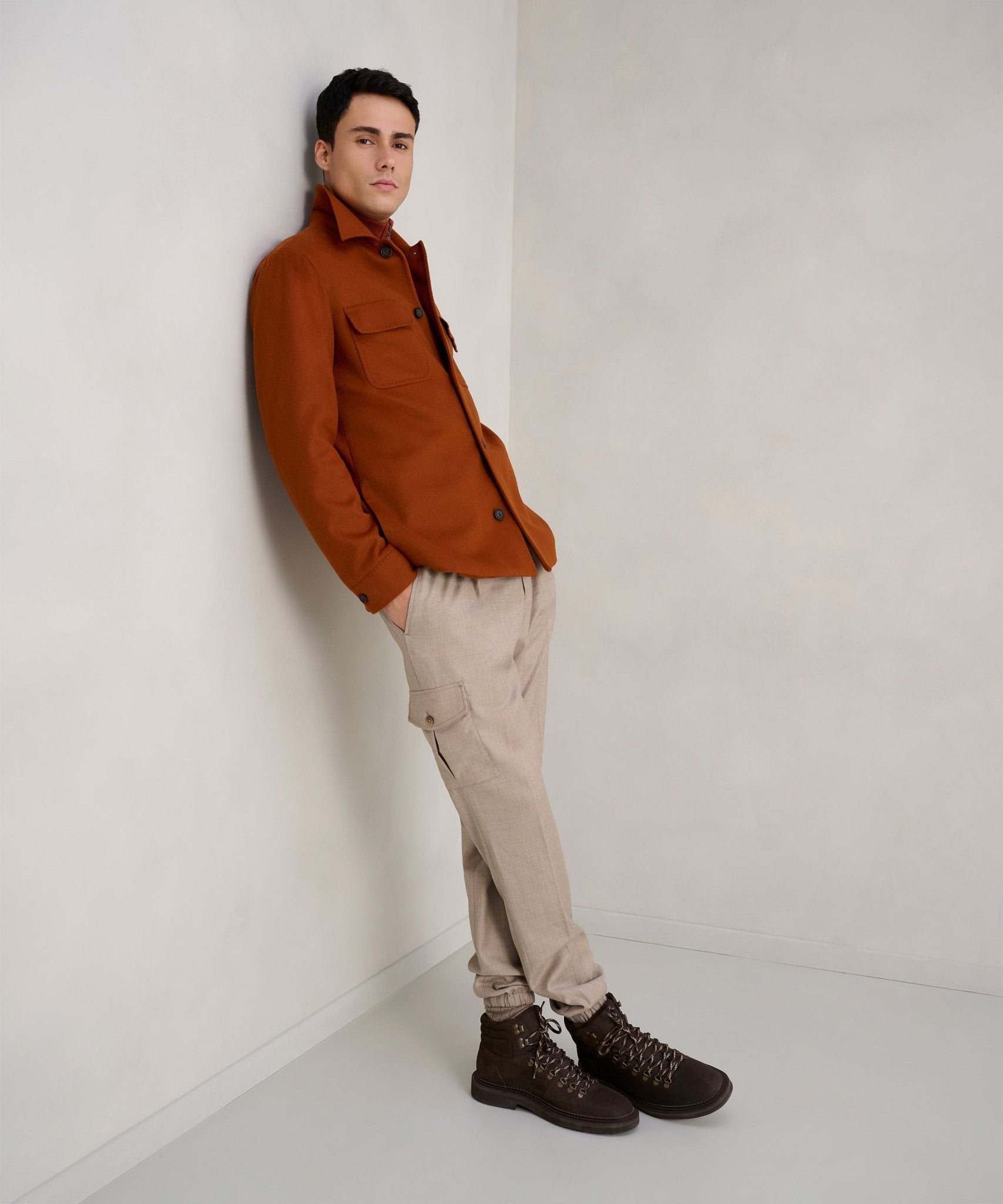 SOCI3TY Limited Jog - pantalon wol flanel lichtbruin - The Society Shop