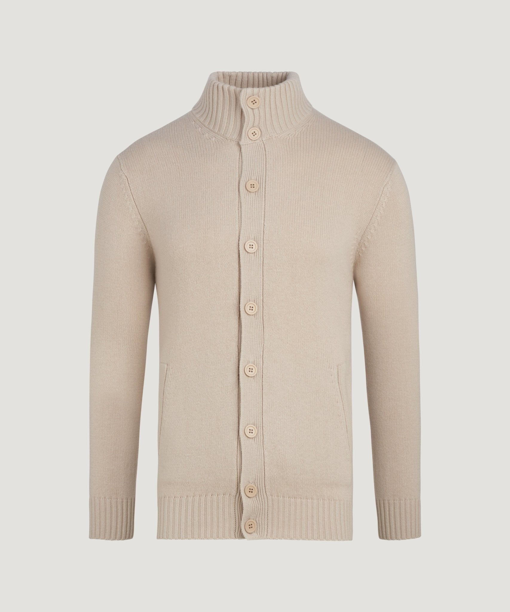 SOCI3TY Knitted cardigan vest wol/kasjmier beige - THE SOCIETY SHOP