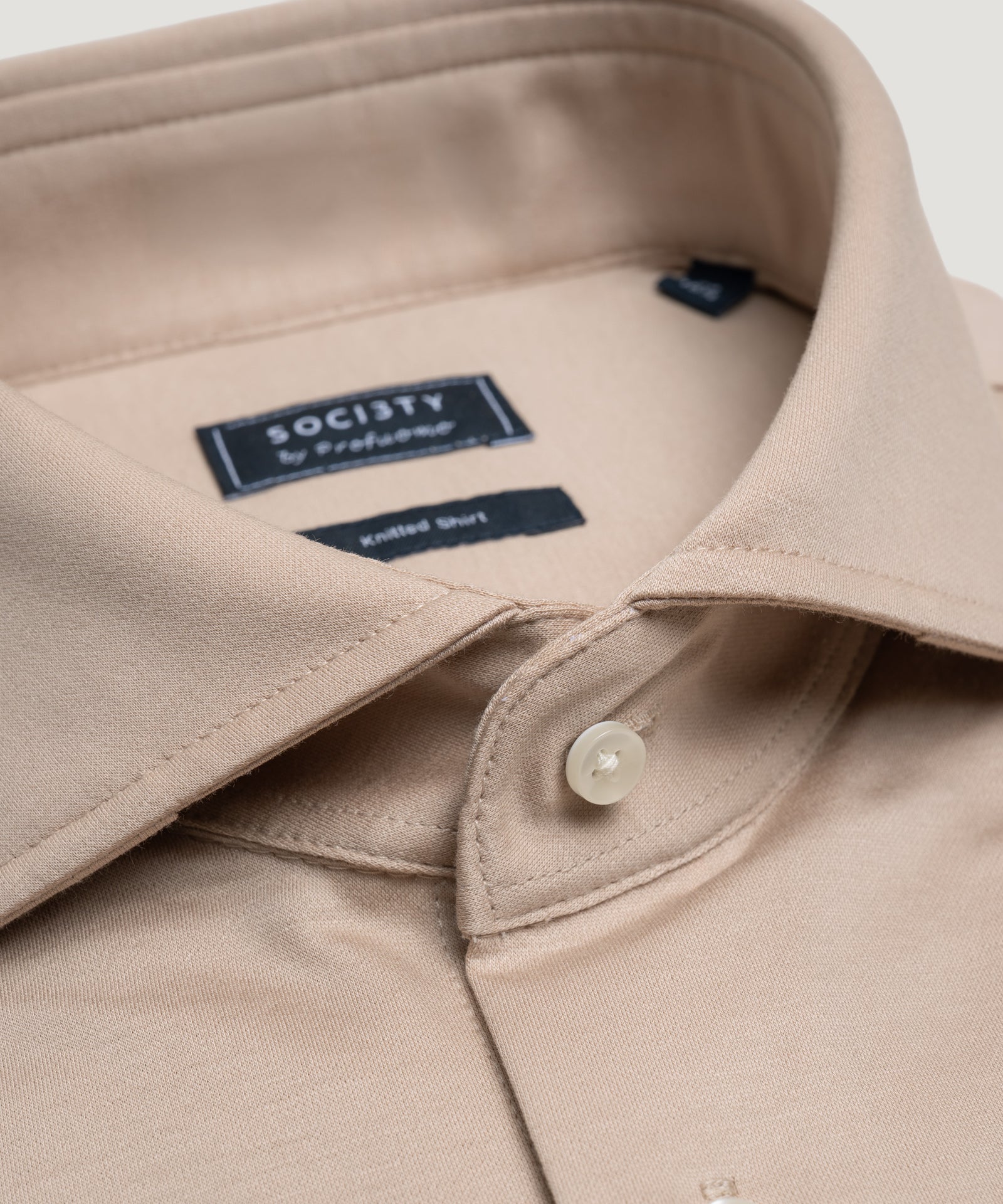 SOCI3TY by Profuomo Knitted overhemd katoen beige - THE SOCIETY SHOP