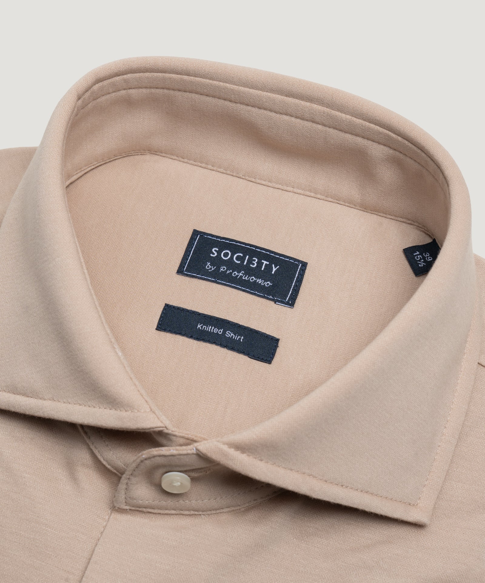 SOCI3TY by Profuomo Knitted overhemd katoen beige - THE SOCIETY SHOP