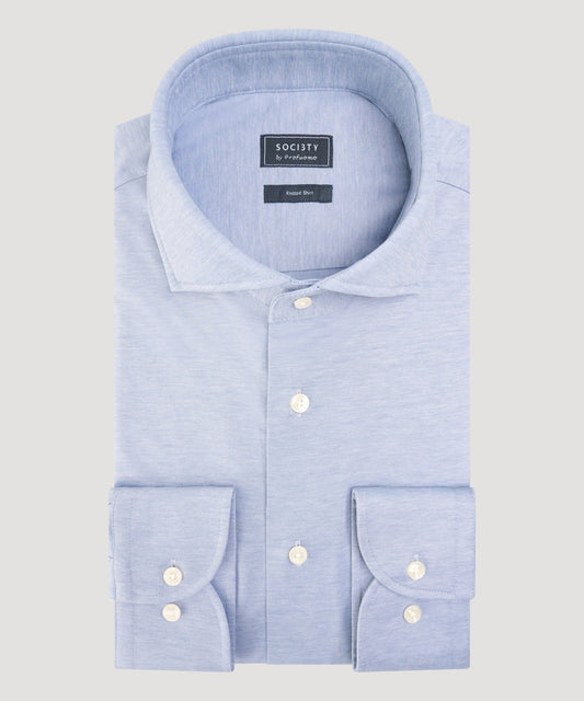 Profuomo Knitted overhemd katoen blauw - The Society Shop