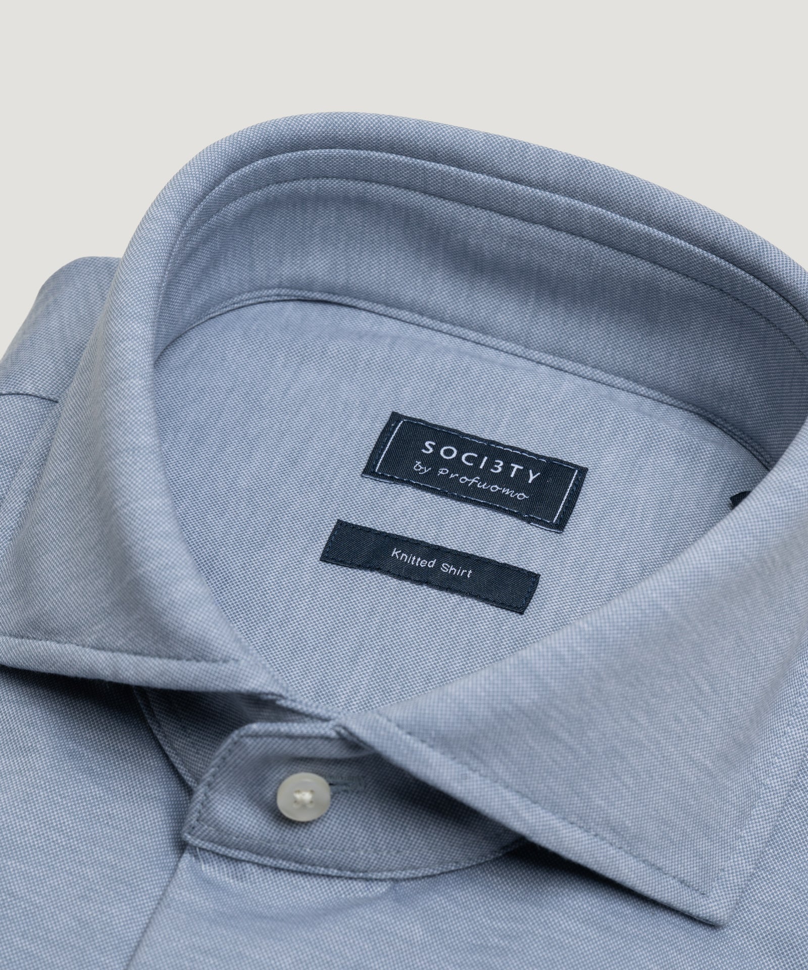 SOCI3TY by Profuomo Knitted overhemd katoen blauw - THE SOCIETY SHOP