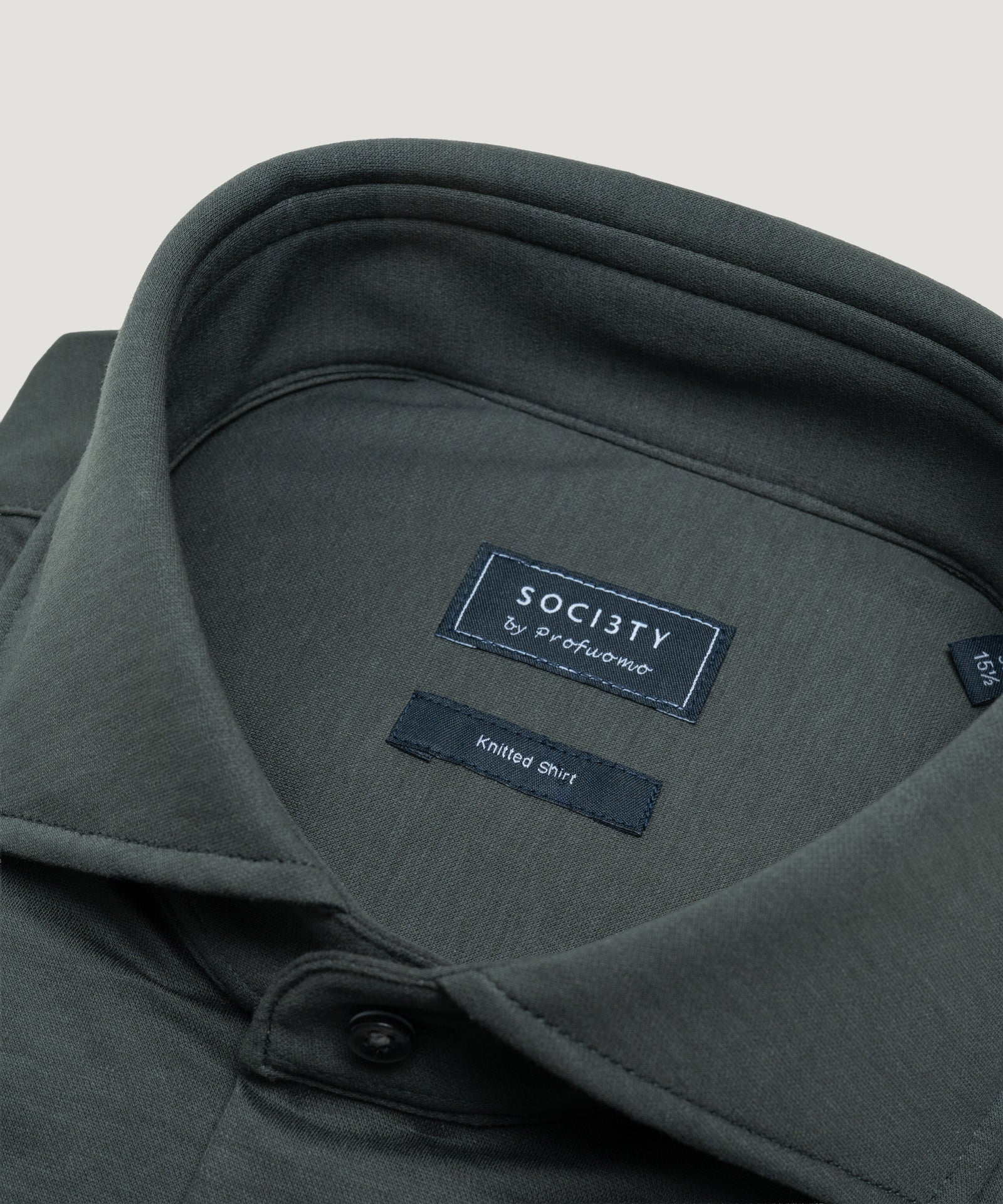 SOCI3TY by Profuomo Knitted overhemd katoen donkergroen - THE SOCIETY SHOP