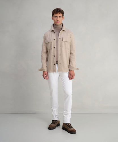 Profuomo Knitted overshirt wolmix beige - The Society Shop