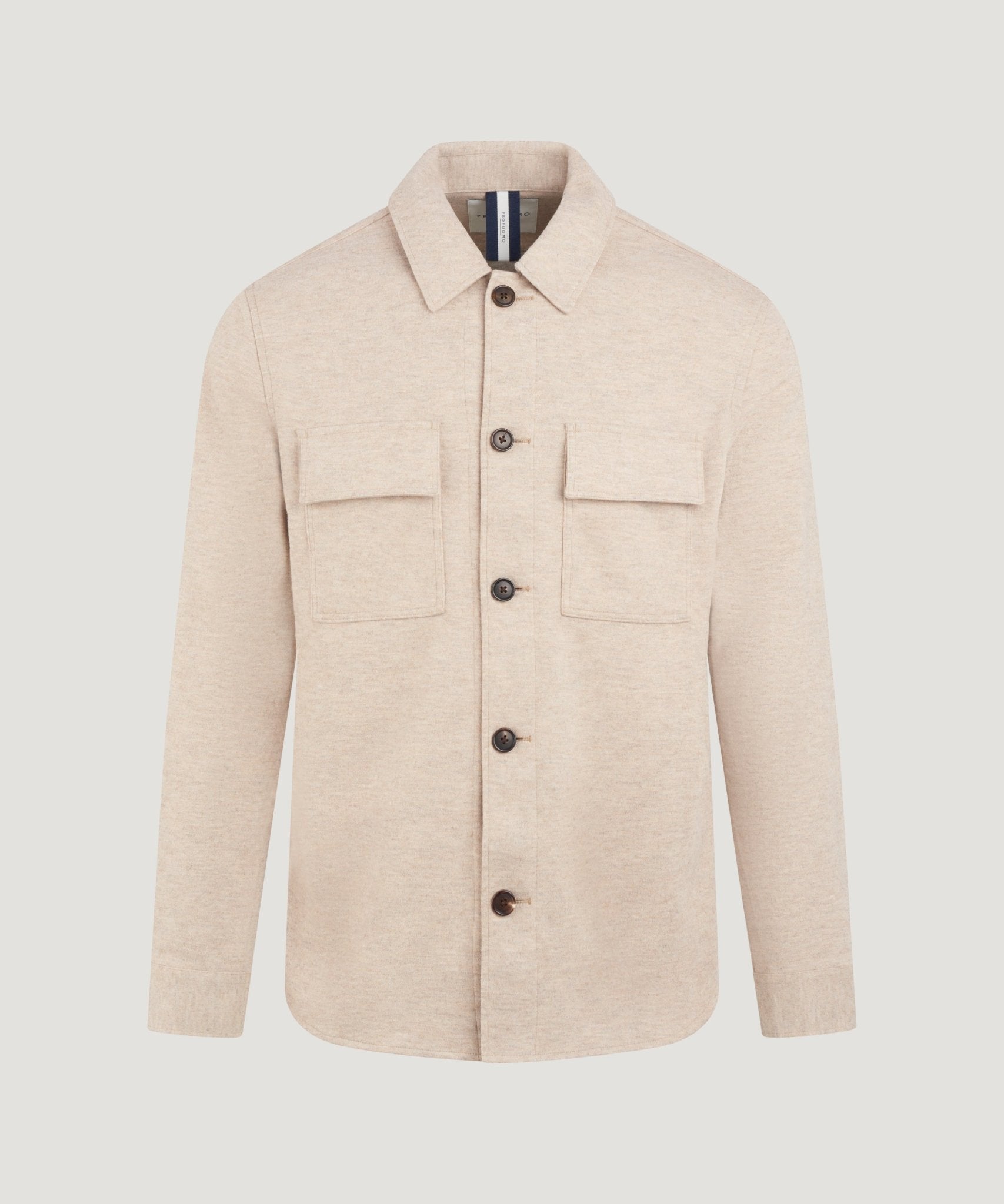 Profuomo Knitted overshirt wolmix beige - THE SOCIETY SHOP
