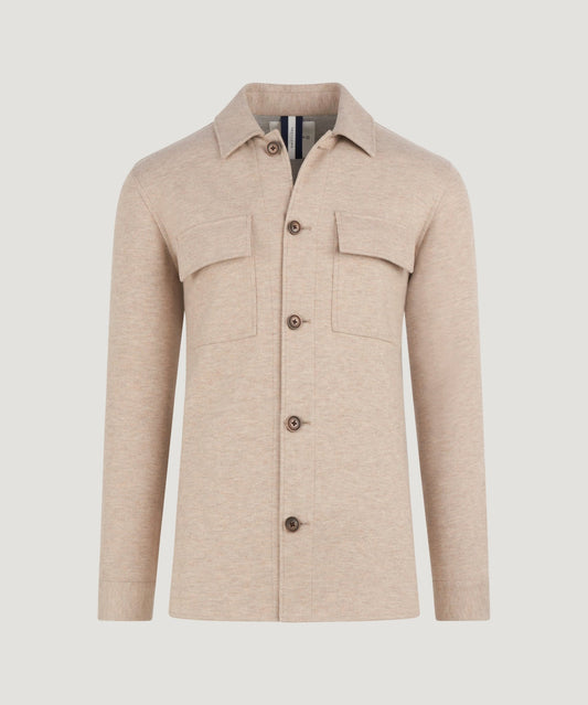 Profuomo Knitted overshirt wolmix beige - The Society Shop