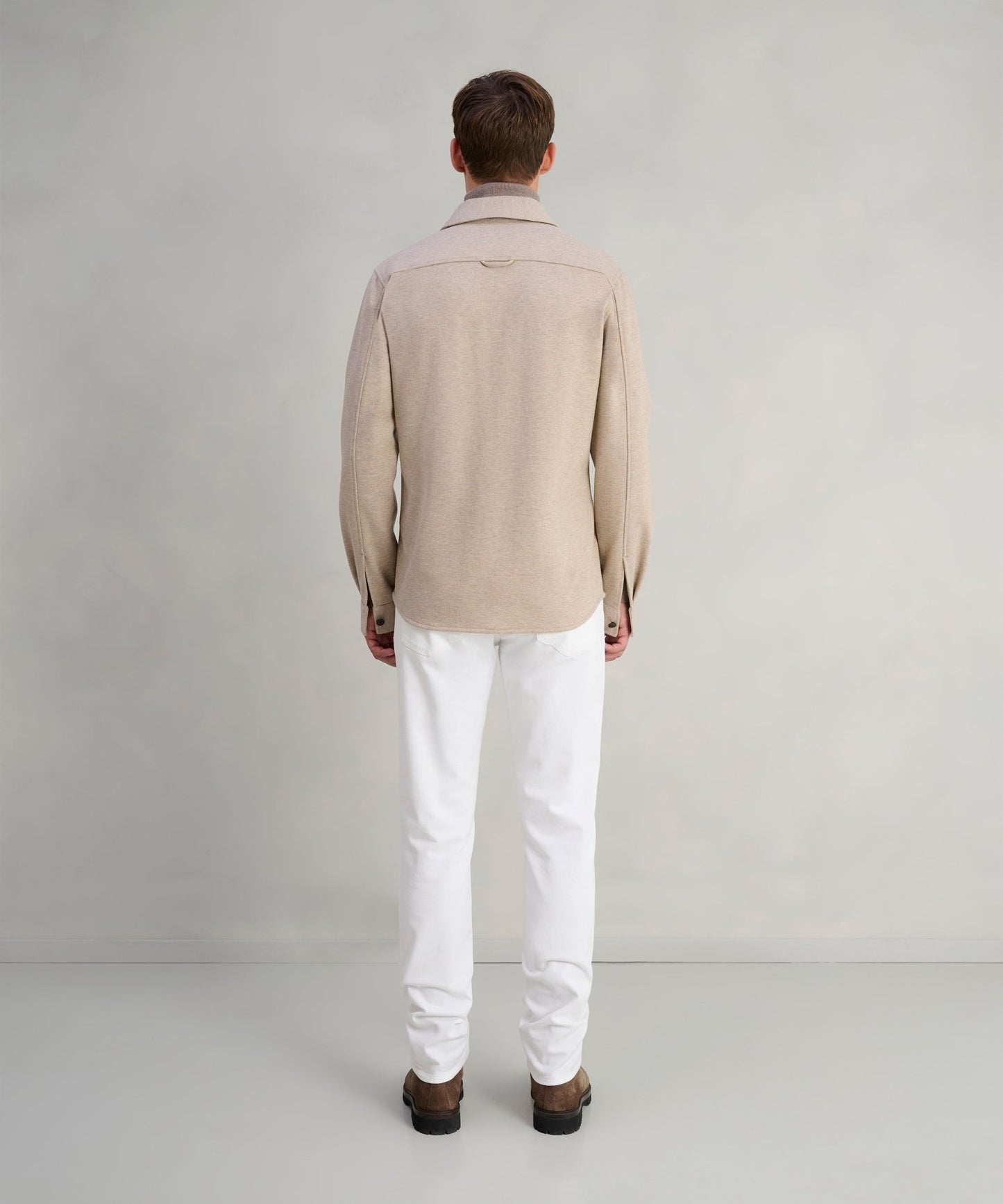 Profuomo Knitted overshirt wolmix beige - The Society Shop