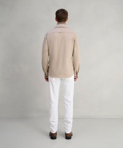 Profuomo Knitted overshirt wolmix beige - The Society Shop