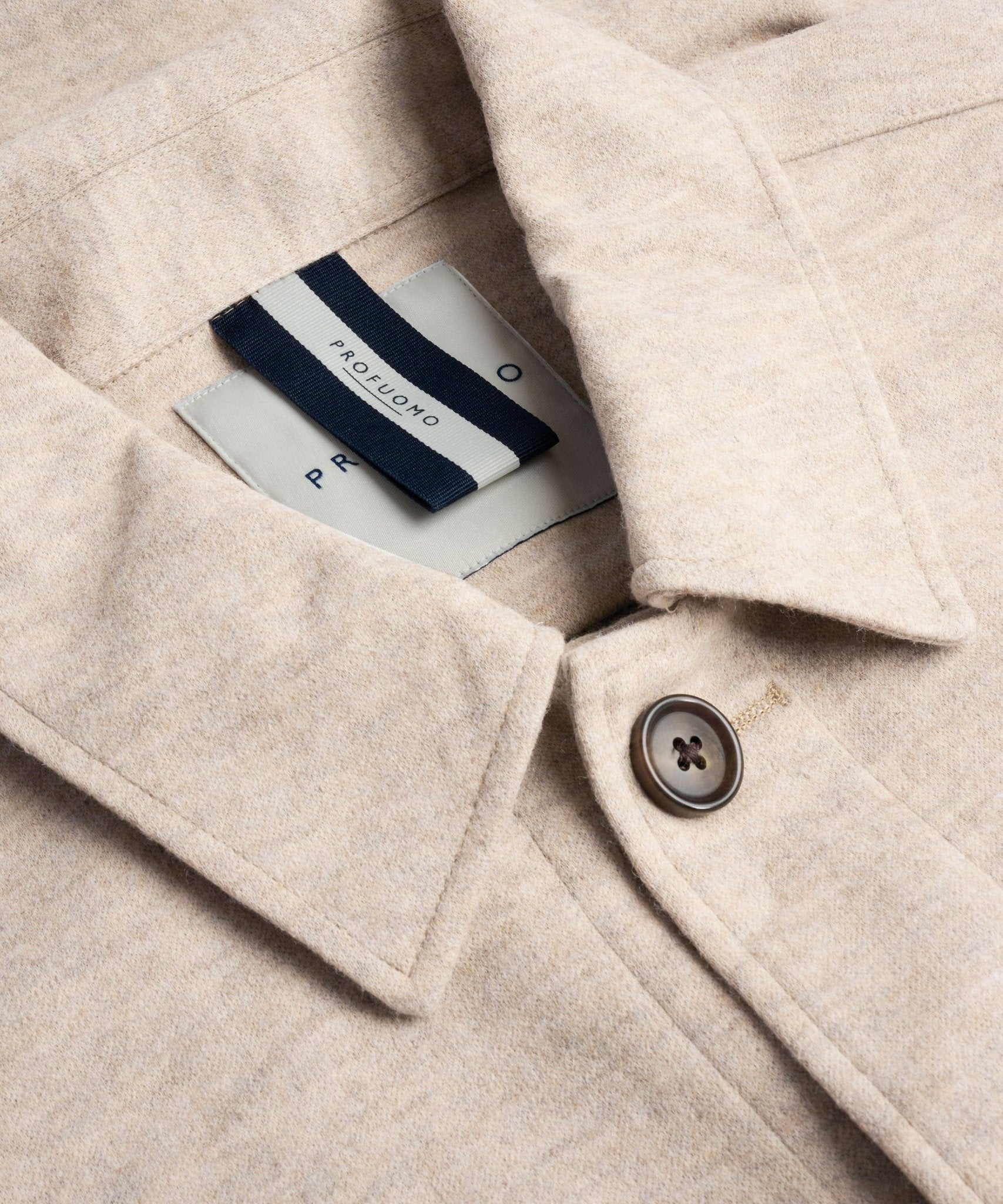 Profuomo Knitted overshirt wolmix beige - THE SOCIETY SHOP