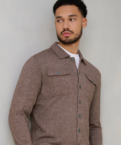 Profuomo Knitted overshirt wolmix bruin - The Society Shop