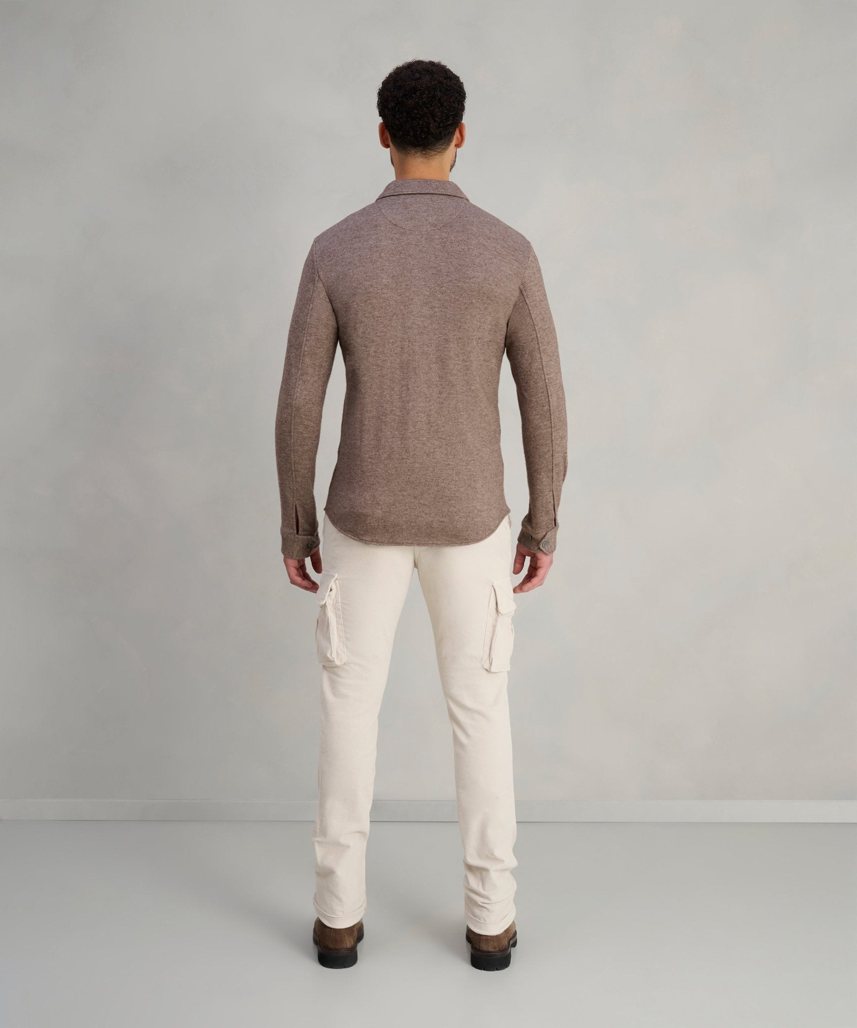 Profuomo Knitted overshirt wolmix bruin - The Society Shop