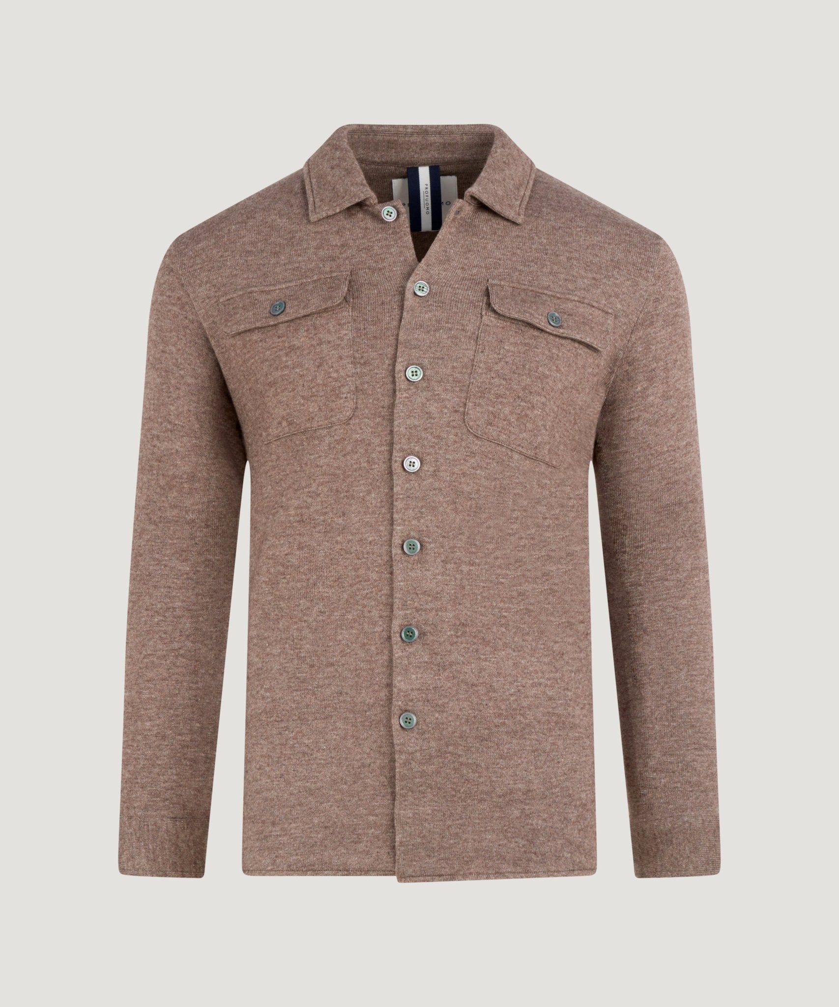 Profuomo Knitted overshirt wolmix bruin - The Society Shop