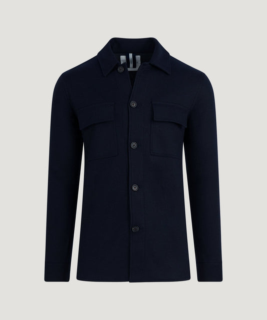 Profuomo Knitted overshirt wolmix donkerblauw - The Society Shop