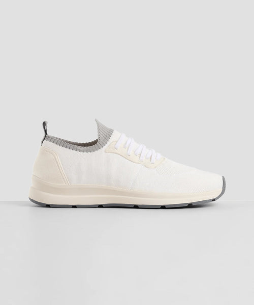 Knitted runner wol/katoen off-white