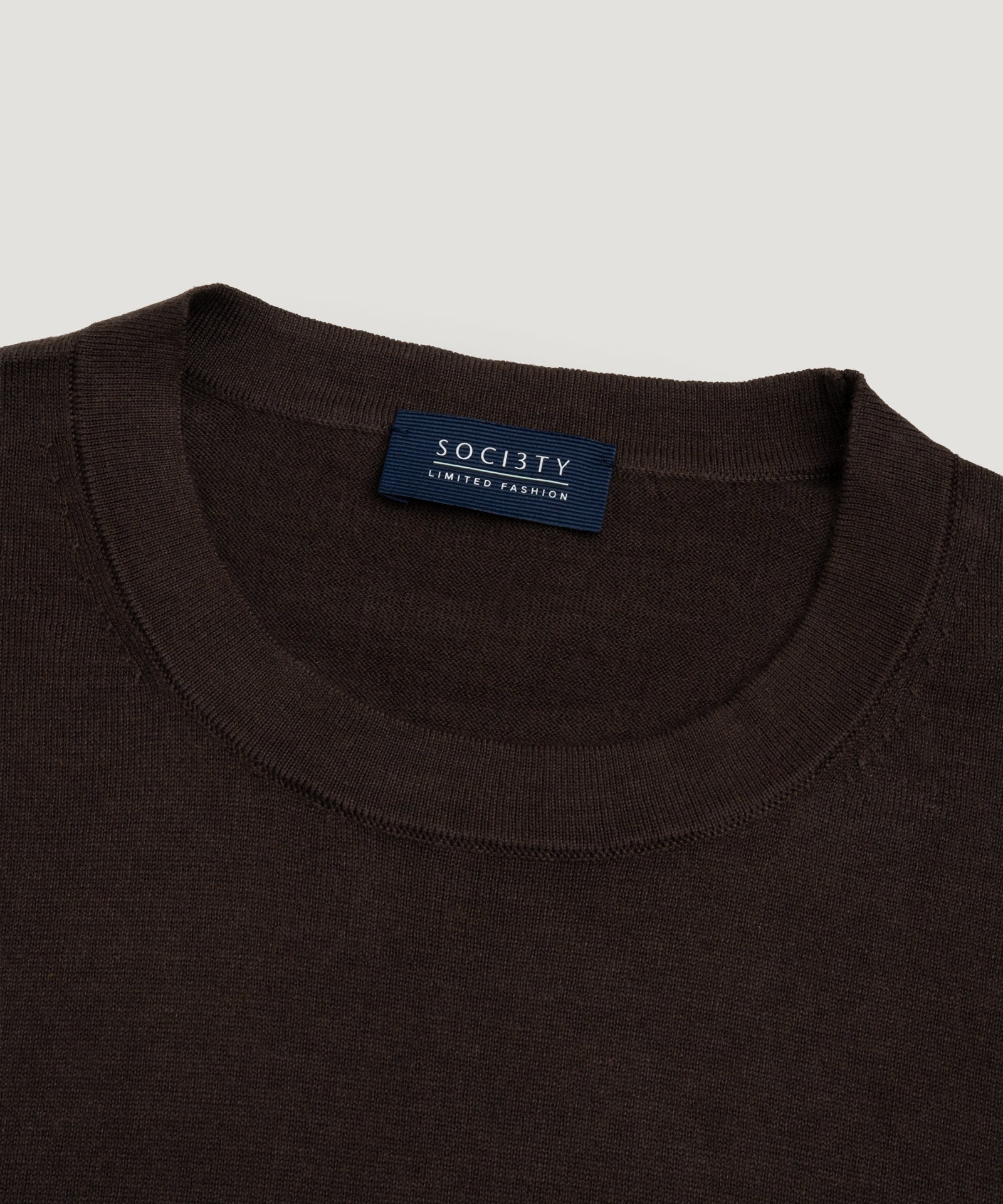 SOCI3TY Limited Fashion Knitted T-shirt katoen/zijde/kasjmier donkerbruin - THE SOCIETY SHOP