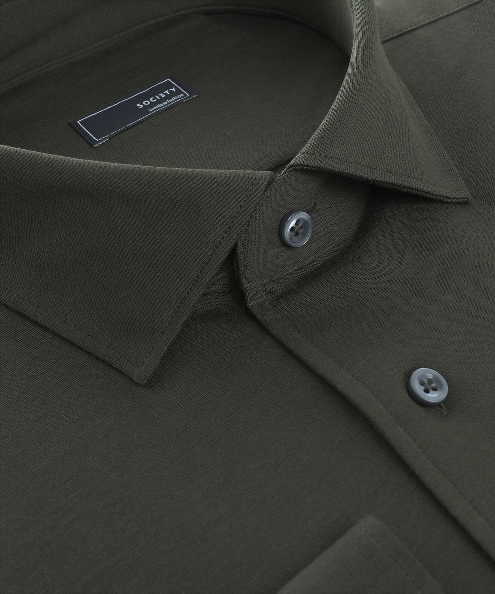 SOCI3TY Lange mouwen polo donkergroen katoen - The Society Shop