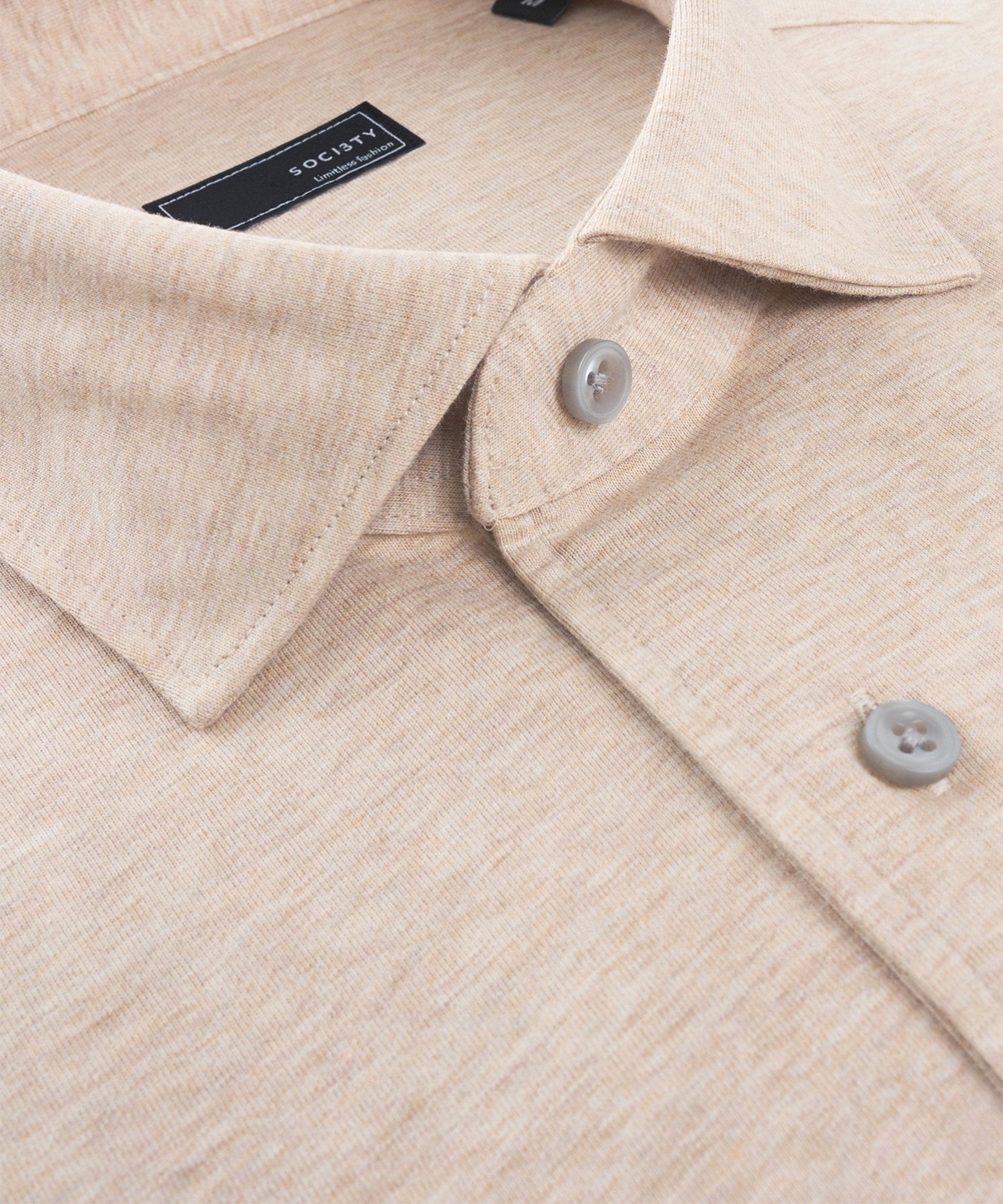 SOCI3TY Lange mouwen polo lichtbeige katoen - The Society Shop