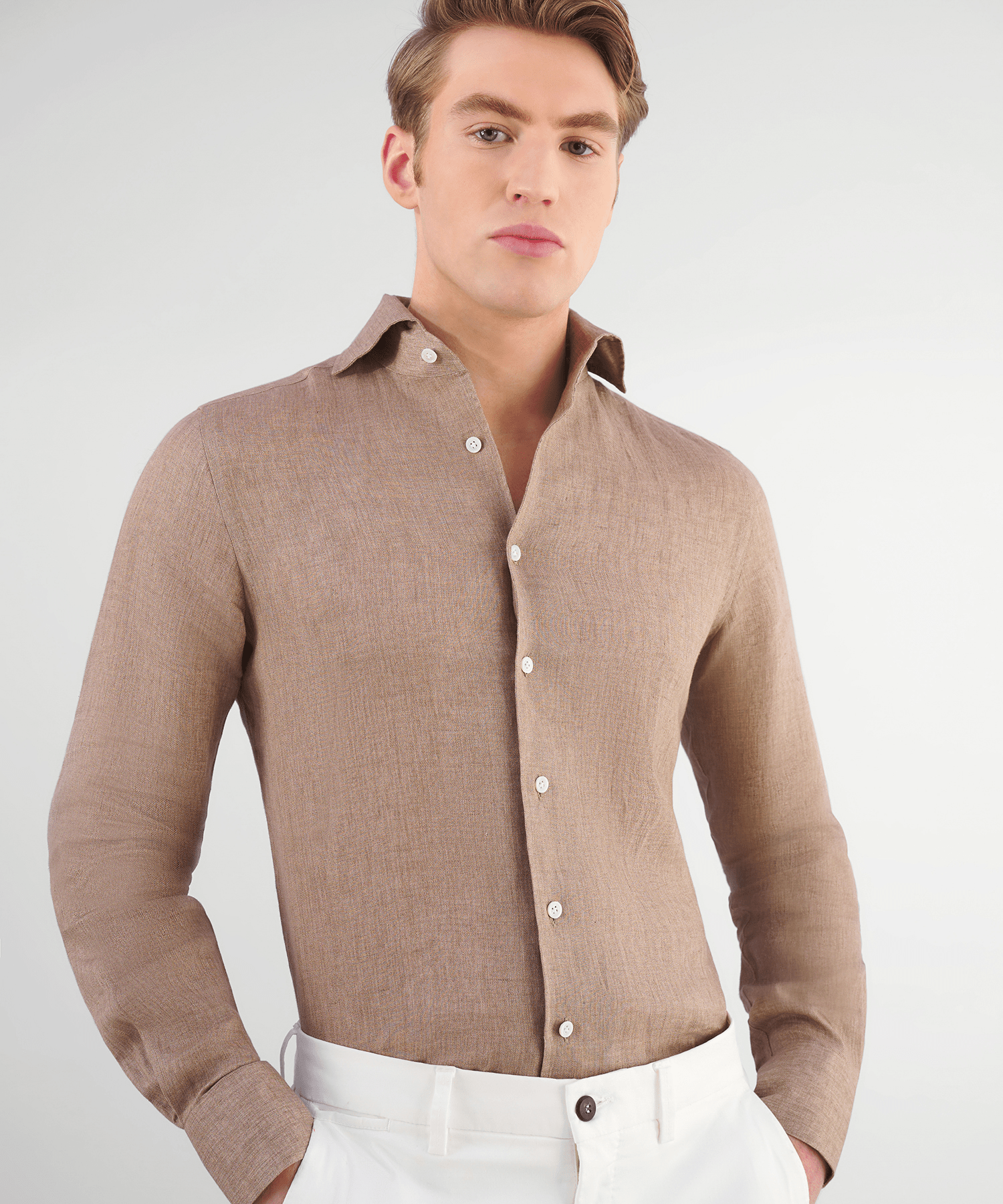 SOCI3TY Handmade Linnen overhemd beige - The Society Shop