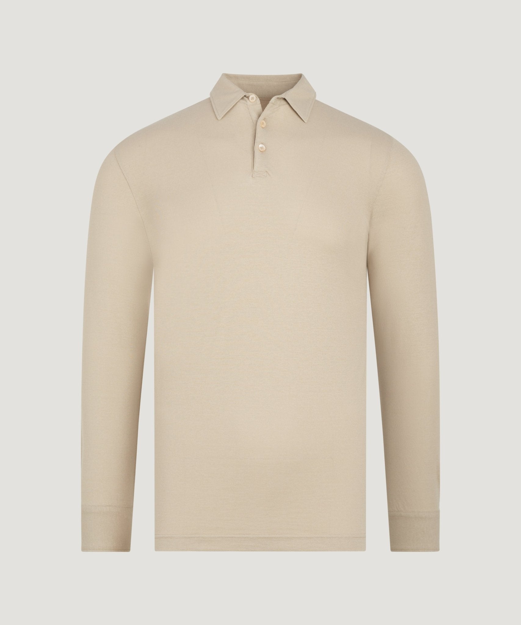 SOCI3TY Limited Long sleeve polo Cool Cotton beige - THE SOCIETY SHOP