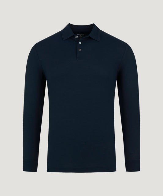 SOCI3TY Long sleeve polo Cool Cotton donkerblauw - THE SOCIETY SHOP