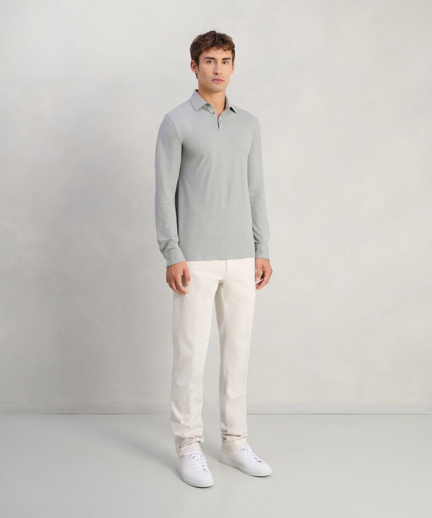 SOCI3TY Limited Long sleeve polo Cool Cotton lichtgrijs - THE SOCIETY SHOP