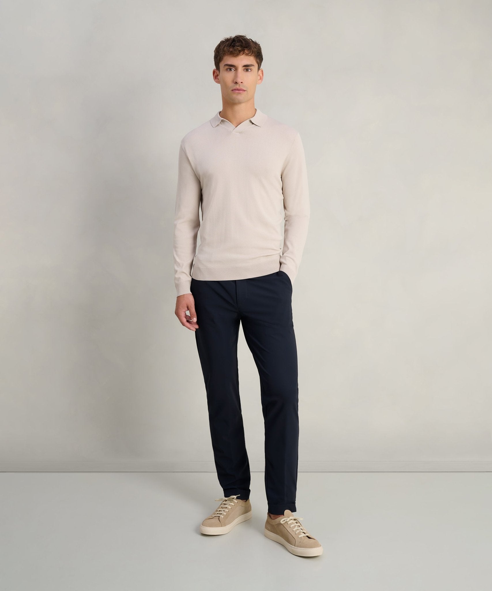 SOCI3TY Limited Long sleeve polo cool dry easy stretch beige - THE SOCIETY SHOP