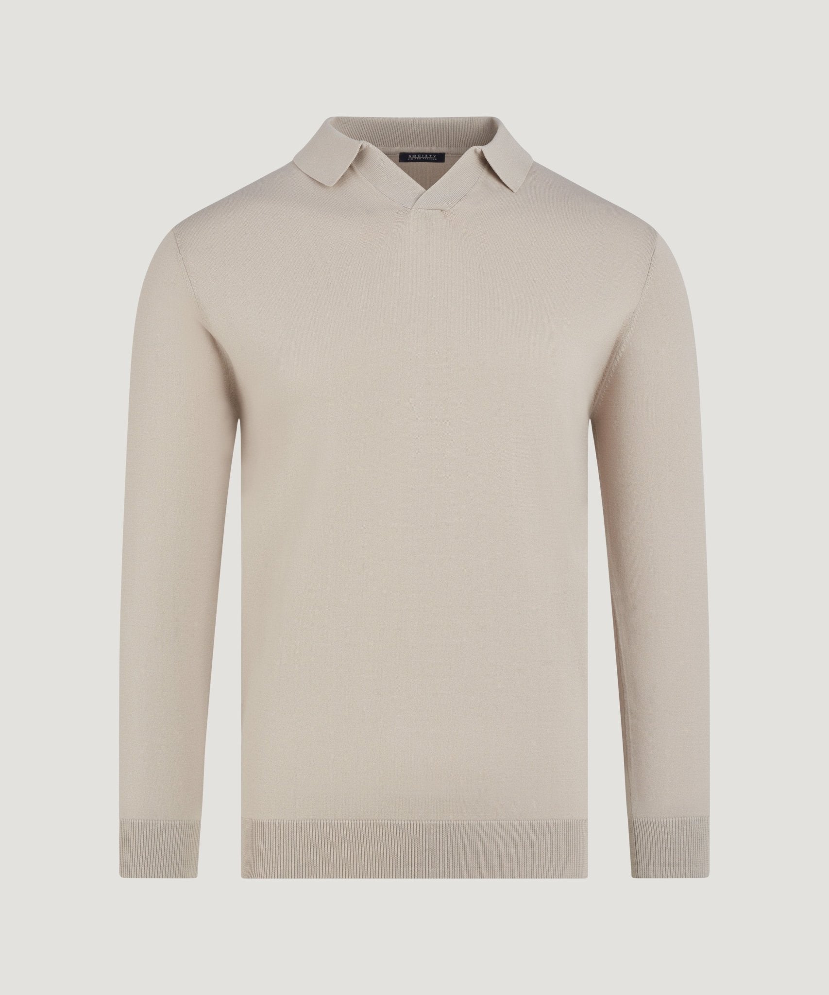 SOCI3TY Limited Long sleeve polo cool dry easy stretch beige - THE SOCIETY SHOP