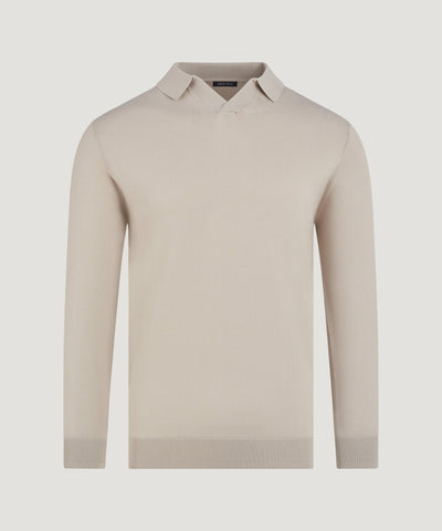 SOCI3TY Limited Long sleeve polo cool dry easy stretch beige - THE SOCIETY SHOP