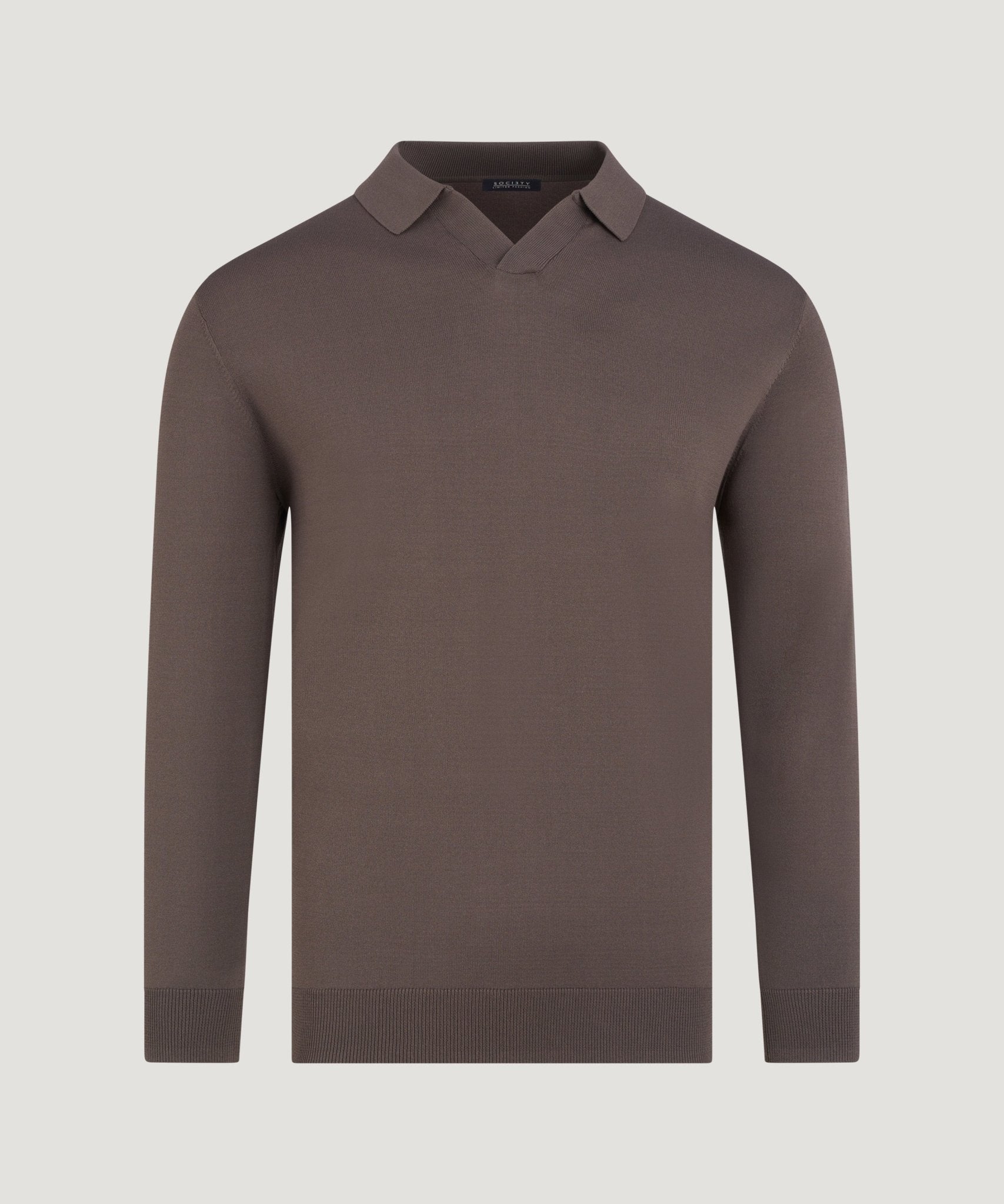 SOCI3TY Limited Long sleeve polo cool dry easy stretch donkerbruin - THE SOCIETY SHOP