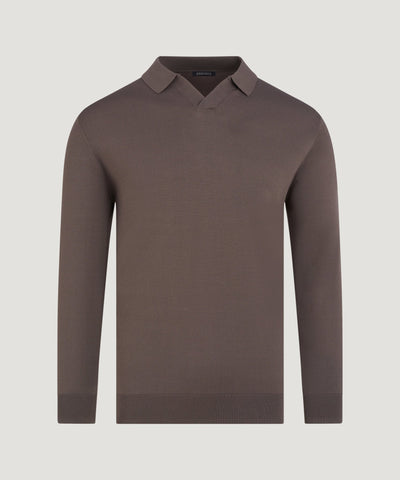 SOCI3TY Limited Long sleeve polo cool dry easy stretch donkerbruin - THE SOCIETY SHOP