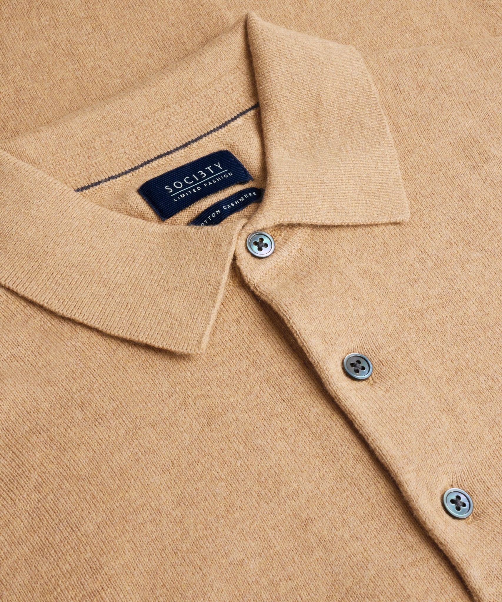 SOCI3TY Limited Long sleeve polo Cotton Cashmere beige - THE SOCIETY SHOP
