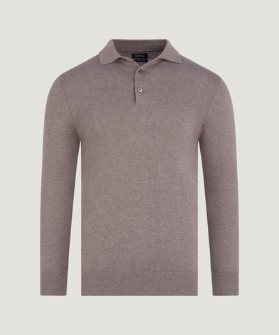 SOCI3TY Limited Long sleeve polo Cotton Cashmere bruin - THE SOCIETY SHOP