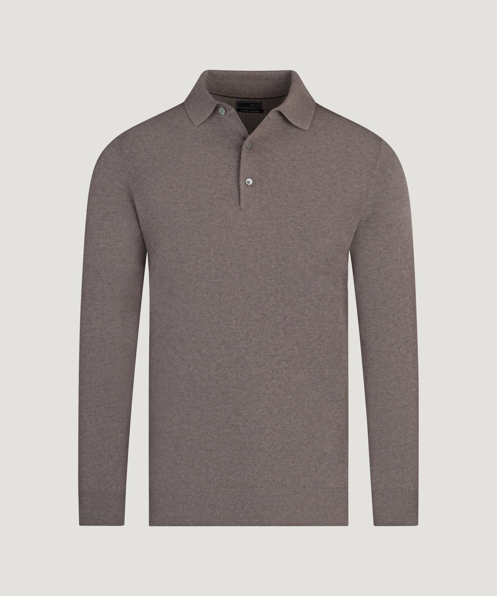 SOCI3TY Limited Fashion Long sleeve polo Cotton Cashmere bruin - THE SOCIETY SHOP