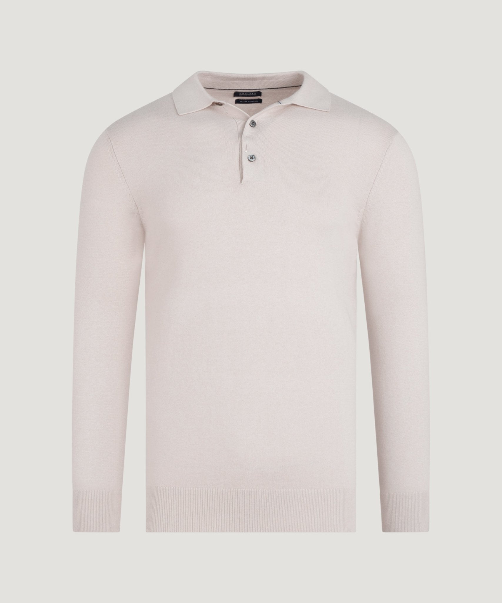 SOCI3TY Limited Long sleeve polo Cotton Cashmere chalk - THE SOCIETY SHOP