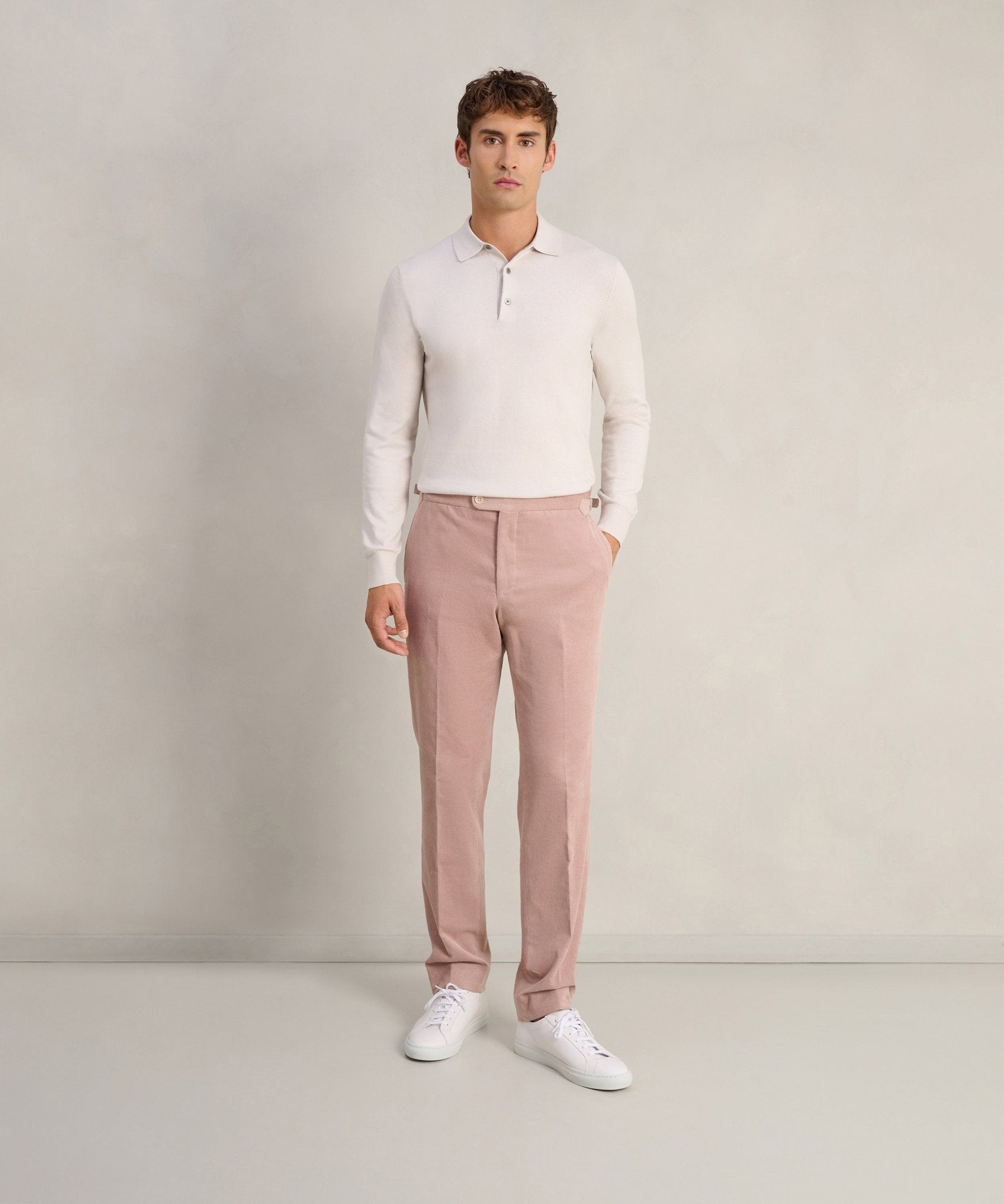 SOCI3TY Limited Long sleeve polo Cotton Cashmere chalk - THE SOCIETY SHOP