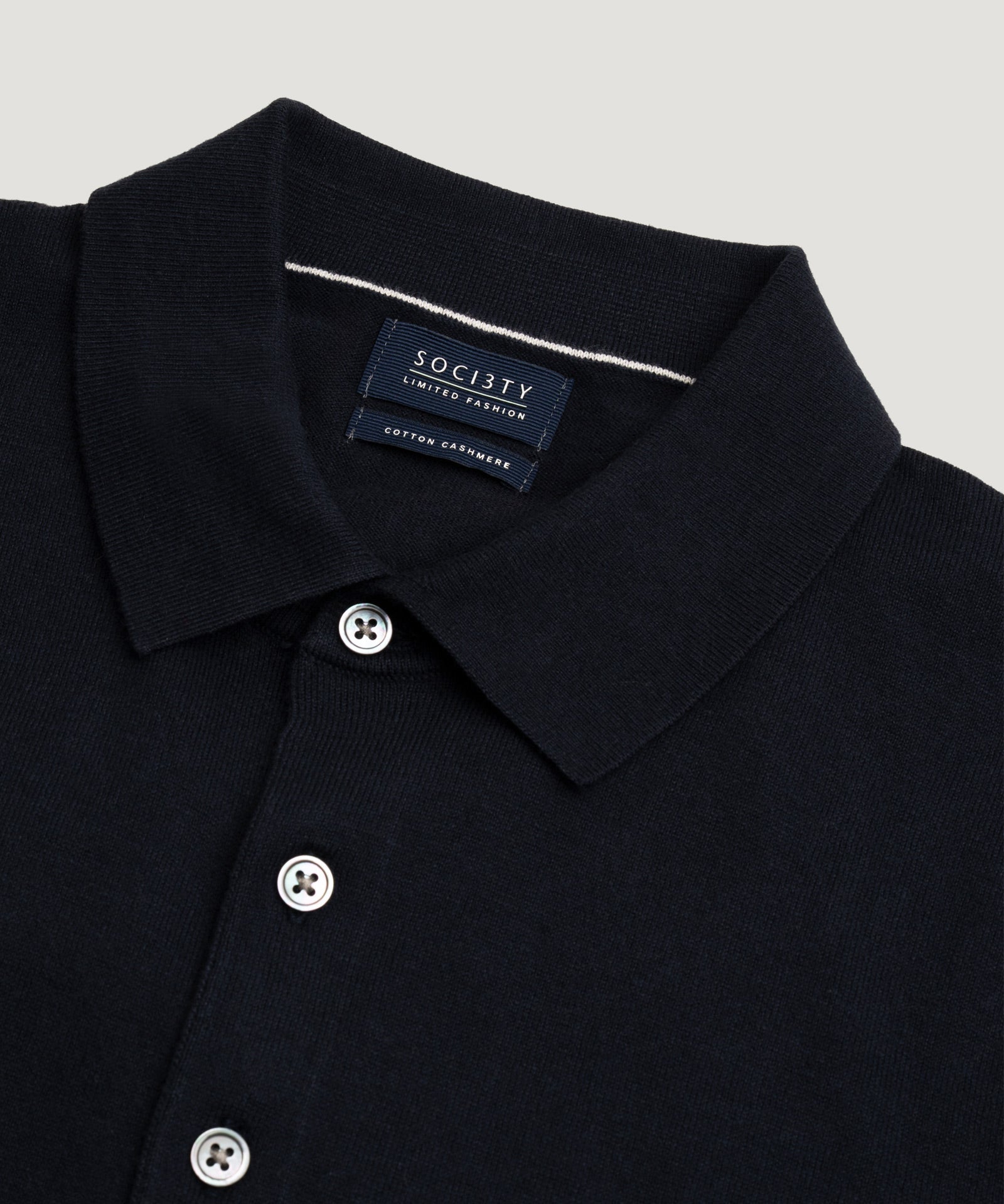 SOCI3TY Limited Fashion Long sleeve polo Cotton Cashmere donkerblauw - THE SOCIETY SHOP