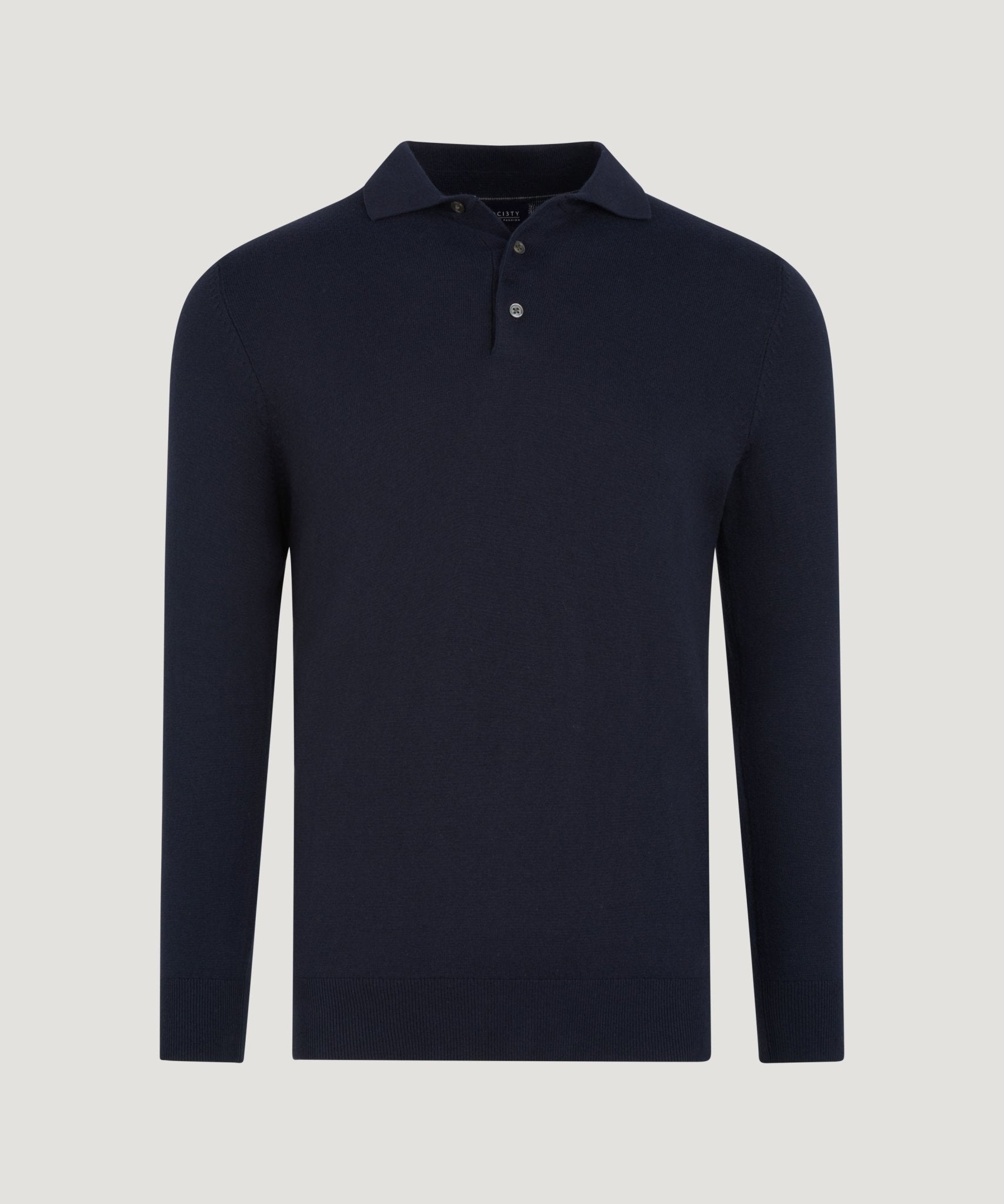 SOCI3TY Limited Long sleeve polo Cotton Cashmere donkerblauw - THE SOCIETY SHOP